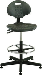 Bevco - 21 to 31" High Adjustable Height Swivel Stool - 27" Wide x 27" Deep, Polyurethane Seat, Black - Americas Industrial Supply