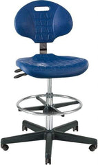 Bevco - 21 to 31" High Adjustable Height Swivel Stool - 27" Wide x 27" Deep, Polyurethane Seat, Blue - Americas Industrial Supply