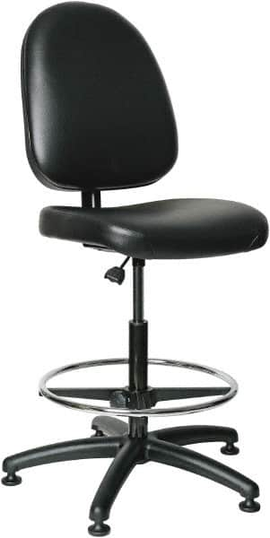 Bevco - 24 to 34" High Adjustable Height Swivel Stool - 27" Wide x 27" Deep, Vinyl Seat, Black - Americas Industrial Supply