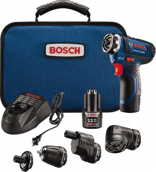 Bosch - 12 Volt 1/4" Chuck Pistol Grip Handle Cordless Drill - 0-400 & 0-1300 RPM, Reversible, 2 Lithium-Ion Batteries Included - Americas Industrial Supply