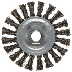 Vortec Pro 4″ Knot Wire Wheel, Standard Twist, .014″ Steel Fill, M10x1.25 Nut, Retail Pack - Americas Industrial Supply