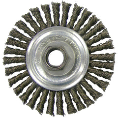 ‎Vortec Pro 4″ Knot Wire Wheel, Standard Twist, .014″, 1/2″-3/8″ Arbor Hole, Retail Pack - Americas Industrial Supply