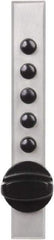 Kaba Access - 14 to 20 Gauge" Door Thickness, Satin Chrome Pushbutton Knob Lockset - 1 Code, Zamak3, Nonkey Override Cylinder - Americas Industrial Supply