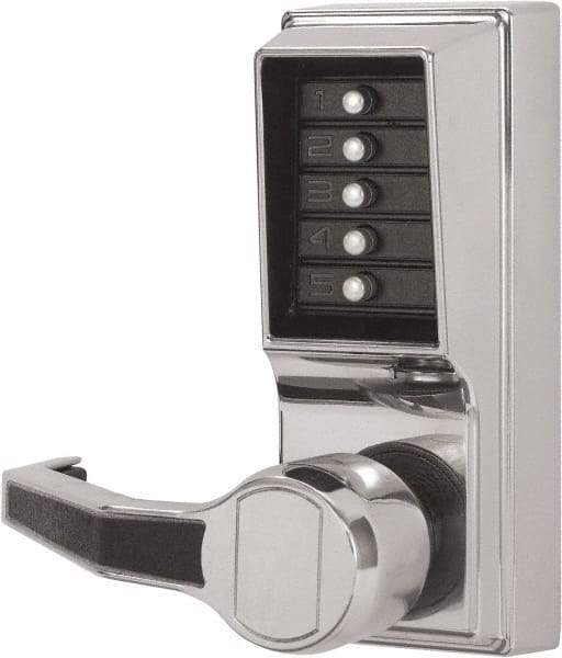 Kaba Access - Combination Entry Lever Lockset - 2-3/4" Back Set, Nonkey Override Cylinder, Zamak3, Satin Chrome Finish - Americas Industrial Supply