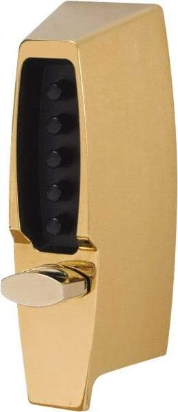 Kaba Access - 1-3/8 to 2-1/4" Door Thickness, Bright Brass Finish, Push Button Deadbolt - Nonhanded Handling, Combination Override, Keyless Cylinder - Americas Industrial Supply