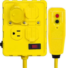 Tower - 4 Outlets, 125 Volt, 15 Amp, Yellow, Quad Outlet Box - 5-15P, 5-15R NEMA Configuration, 6 Ft. Long, cUL Listed, OSHA, UL File E174279 - Americas Industrial Supply