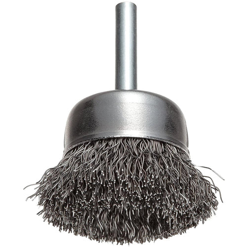 Vortec Pro 3″ Crimped Wire Cup Brush, .014″ Steel, 1/4″ Stem, Fill, Retail Pack - Americas Industrial Supply