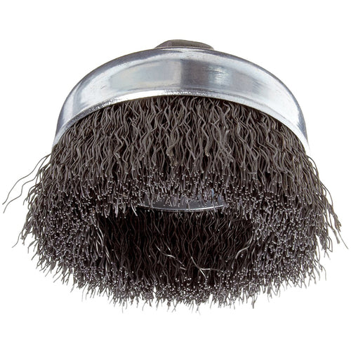 ‎Vortec Pro 3″ Crimped Wire Cup Brush, .014″ Steel Fill, 5/8″-11 UNC Nut, Retail Pack - Americas Industrial Supply