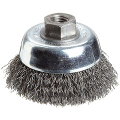Vortec Pro 3″ Crimped Wire Cup Brush, .014″ Steel Fill, M10x1.25 Nut, Retail Pack - Americas Industrial Supply