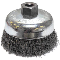 ‎Vortec Pro 4″ Crimped Wire Cup Brush, .020″ Steel Fill, 5/8″-11 UNC Nut, Retail Pack - Americas Industrial Supply