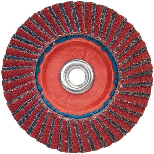 Norton - 36 Grit, 7" Disc Diam, 5/8-11 Center Hole, Type 27 Ceramic Alumina Flap Disc - 8,600 Max RPM, Plastic Backing, Arbor Attaching System, Coated - Americas Industrial Supply