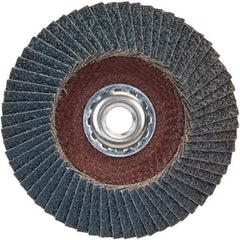 Norton - 40 Grit, 5" Disc Diam, 5/8-11 Center Hole, Type 29 Zirconia Alumina Flap Disc - 12,000 Max RPM, Fiberglass Backing, Arbor Attaching System, Coated - Americas Industrial Supply