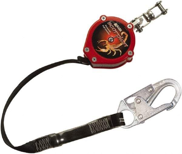 Miller - 9' Long, 310 Lb Capacity, Vectran/Polyester Fall Limiter - Steel Locking Snap Hook Connector, Swivel Shackle Connector, Black - Americas Industrial Supply