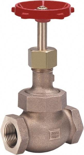 Milwaukee Valve - 3/8" Pipe, Threaded (NPT) Ends, Bronze Integral Globe Valve - Bronze Disc, Union Bonnet, 600 psi WOG, 300 psi WSP, Class 300 - Americas Industrial Supply