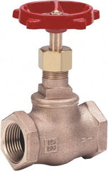 Milwaukee Valve - 1" Pipe, Threaded (NPT) Ends, Bronze Integral Globe Valve - Bronze Disc, Threaded Bonnet, 200 psi WOG, 125 psi WSP, Class 125 - Americas Industrial Supply