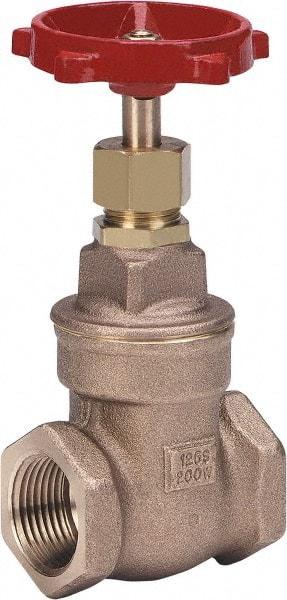 Milwaukee Valve - 3/8" Pipe, Class 125, Threaded (NPT) Bronze Solid Wedge Stem Gate Valve - 200 WOG, 125 WSP, Threaded Bonnet, For Use with Water, Oil & Gas - Americas Industrial Supply