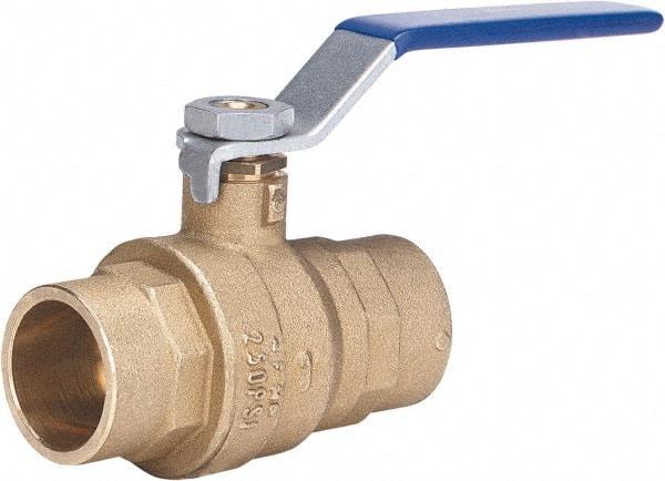 Milwaukee Valve - 3/4" Pipe, Full Port, Brass Full Port Ball Valve - 2 Piece, Solder Ends, Lever Handle, 600 WOG, 150 WSP - Americas Industrial Supply
