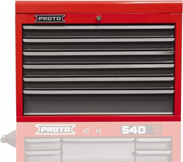 Proto - 6 Drawer Top Tool Chest - 27" Wide x 18" Deep x 19" High, Steel, Safety Red/Gray - Americas Industrial Supply