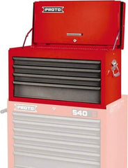 Proto - 4 Drawer Top Tool Chest - 27" Wide x 12" Deep x 15" High, Steel, Safety Red/Gray - Americas Industrial Supply