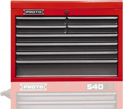 Proto - 8 Drawer Top Tool Chest - 27" Wide x 18" Deep x 19" High, Steel, Safety Red/Gray - Americas Industrial Supply