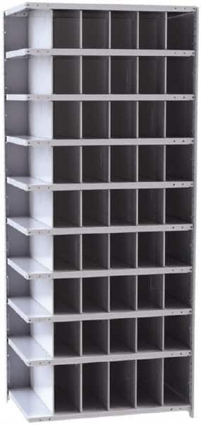 Hallowell - 54 Bin Closed Industrial Bin Shelving - 36 Inch Overall Width x 24 Inch Overall Depth x 87 Inch Overall Height, Gray Metal Bins - Americas Industrial Supply