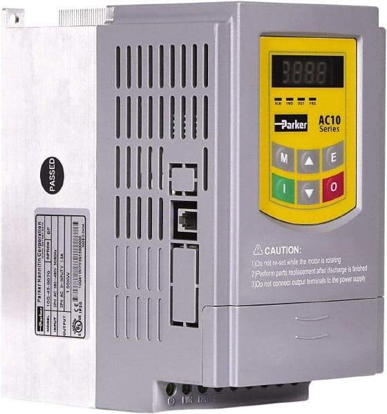 Parker - Three Phase, 230 Volt, 1-1/2 hp, Variable Frequency Drive - 4.17" Wide x 5.91" Deep x 7.09" High, IP20 - Americas Industrial Supply