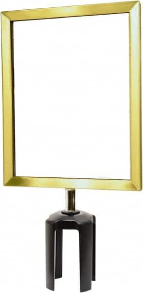 Tensator - 11-1/2" High x 11-1/2" Long x 9" Wide Barrier Sign Frame - Powder Coated Steel, Satin Brass Finish, Satin Brass, Use with Tensabarrier - Americas Industrial Supply
