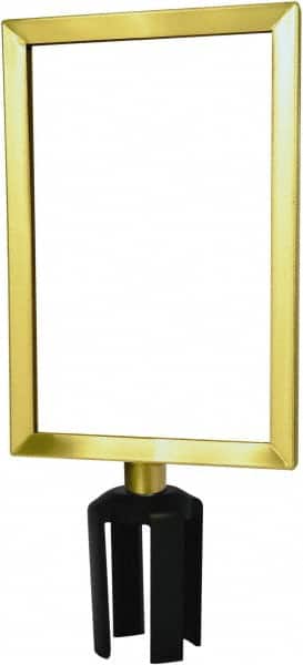 Tensator - 11-1/2" High x 11-1/2" Long x 7-1/2" Wide Barrier Sign Frame - Powder Coated Steel, Satin Brass Finish, Satin Brass, Use with Tensabarrier - Americas Industrial Supply