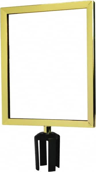Tensator - 14-1/2" High x 14-1/2" Long x 11-1/2" Wide Barrier Sign Frame - Powder Coated Steel, Polished Brass Finish, Polished Brass, Use with Tensabarrier - Americas Industrial Supply