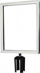 Tensator - 14-1/2" High x 14-1/2" Long x 11-1/2" Wide Barrier Sign Frame - Powder Coated Steel, Polished Chrome Finish, Polished Chrome, Use with Tensabarrier - Americas Industrial Supply