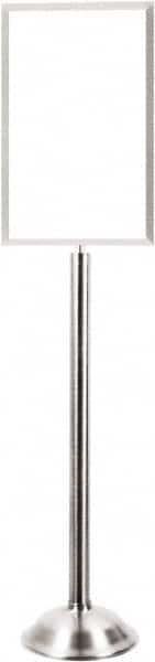 Tensator - 4-3/4' High, Satin Chrome Traffic Sign Holder - Steel, Compatible with 11" High x 14-1/4" Wide Signs, Silver - Americas Industrial Supply