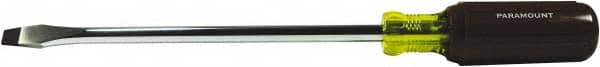 Paramount - 3/8" Blade Width, 12" OAL Standard Slotted Screwdriver - 8" Blade Length, Round Shank, Acetate with Rubber Grip Handle - Americas Industrial Supply