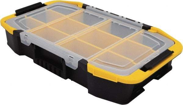 Stanley - 1 Compartment Tool Organizer - 11-1/2" Wide x 19-51/64" Deep x 11" High, Plastic, Black/Yellow with Clear - Americas Industrial Supply