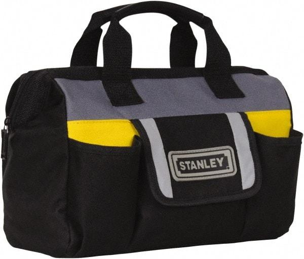 Stanley - Black & Yellow Polyester Tool Bag - 12" Wide x 5" Deep x 10" High - Americas Industrial Supply