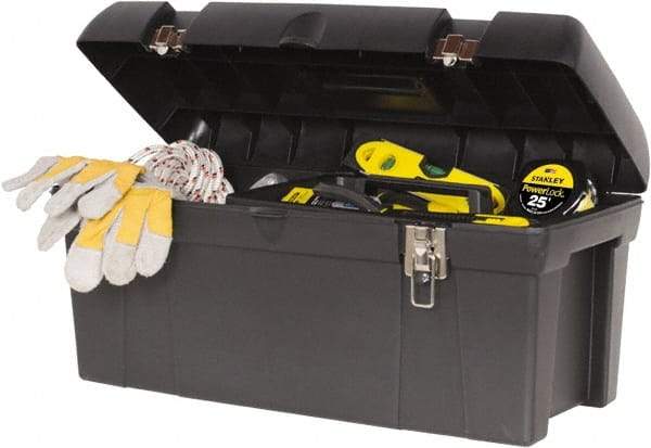 Stanley - 1 Tray Tool Box - 23-5/8" Wide x 11-1/2" Deep x 11-1/8" High, Plastic/Metal, Black - Americas Industrial Supply