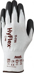 Ansell - Size L (9), ANSI Cut Lvl 4, Abrasion Lvl 6, Polyurethane Coated Cut Resistant Gloves - 10" Long, Palm & Fingertips Coated, Intercept Technology Yarn Lining, Knit Wrist, White/Gray, Paired - Americas Industrial Supply