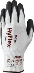 Ansell - Size XL (10), ANSI Cut Lvl 4, Abrasion Lvl 6, Polyurethane Coated Cut Resistant Gloves - 10.25" Long, Palm & Fingertips Coated, Intercept Technology Yarn Lining, Knit Wrist, White/Gray, Paired - Americas Industrial Supply