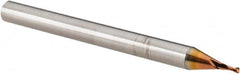 Accupro - 1/32", 1/16" LOC, 1/8" Shank Diam, 1-1/2" OAL, 2 Flute, Solid Carbide Square End Mill - Single End, TiCN Finish, Spiral Flute, 30° Helix, Centercutting, Right Hand Cut, Right Hand Flute - Americas Industrial Supply