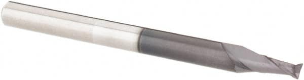 Accupro - 5/64", 5/32" LOC, 1/8" Shank Diam, 1-1/2" OAL, 2 Flute, Solid Carbide Square End Mill - Single End, AlTiN Finish, Spiral Flute, 30° Helix, Centercutting, Right Hand Cut, Right Hand Flute - Americas Industrial Supply