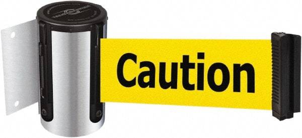 Tensator - 4-1/2" High x 7.5' Long x 2" Wide Wall Mount Barrier - Steel, Polished Chrome Finish, Chrome, Use with 898 Wall Receiver - Americas Industrial Supply