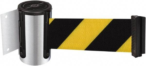 Tensator - 4-1/2" High x 7.5' Long x 2" Wide Wall Mount Barrier - Steel, Polished Chrome Finish, Chrome, Use with 898 Wall Receiver - Americas Industrial Supply