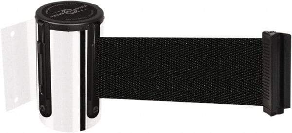 Tensator - 4-1/2" High x 7.5' Long x 2" Wide Wall Mount Barrier - Steel, Polished Chrome Finish, Chrome, Use with 898 Wall Receiver - Americas Industrial Supply