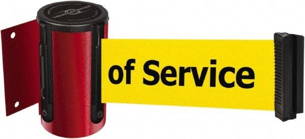 Tensator - 4-1/2" High x 7.5' Long x 2" Wide Wall Mount Barrier - Steel, Red Powdercoat Finish, Red, Use with 898 Wall Receiver - Americas Industrial Supply