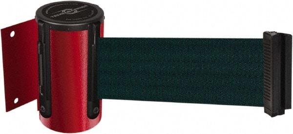 Tensator - 4-1/2" High x 7.5' Long x 2" Wide Wall Mount Barrier - Steel, Red Powdercoat Finish, Red, Use with 898 Wall Receiver - Americas Industrial Supply