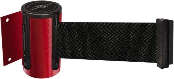Tensator - 4-1/2" High x 7.5' Long x 2" Wide Wall Mount Barrier - Steel, Red Powdercoat Finish, Red, Use with 898 Wall Receiver - Americas Industrial Supply