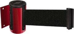 Tensator - 4-1/2" High x 7.5' Long x 2" Wide Wall Mount Barrier - Steel, Red Powdercoat Finish, Red, Use with 898 Wall Receiver - Americas Industrial Supply