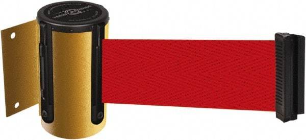 Tensator - 4-1/2" High x 7.5' Long x 2" Wide Wall Mount Barrier - Steel, Yellow Powdercoat Finish, Yellow, Use with 898 Wall Receiver - Americas Industrial Supply