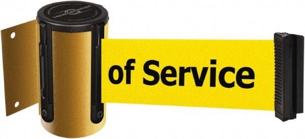 Tensator - 4-1/2" High x 13' Long x 2" Wide Wall Mount Barrier - Steel, Yellow Powdercoat Finish, Yellow, Use with 898 Wall Receiver - Americas Industrial Supply