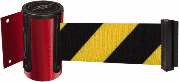 Tensator - 4-1/2" High x 13' Long x 2" Wide Wall Mount Barrier - Steel, Red Powdercoat Finish, Red, Use with 898 Wall Receiver - Americas Industrial Supply