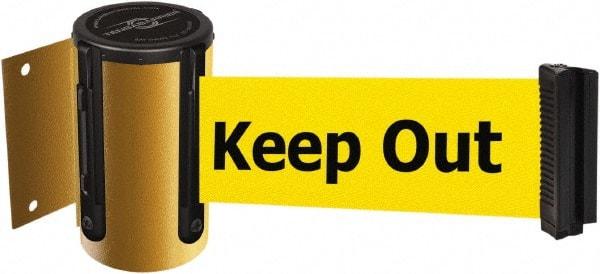 Tensator - 4-1/2" High x 13' Long x 2" Wide Wall Mount Barrier - Steel, Yellow Powdercoat Finish, Yellow, Use with 898 Wall Receiver - Americas Industrial Supply